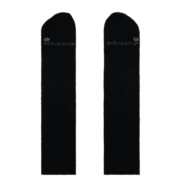 Men's Black Athletic Stay Up Crew Socks - Straight Up Socks